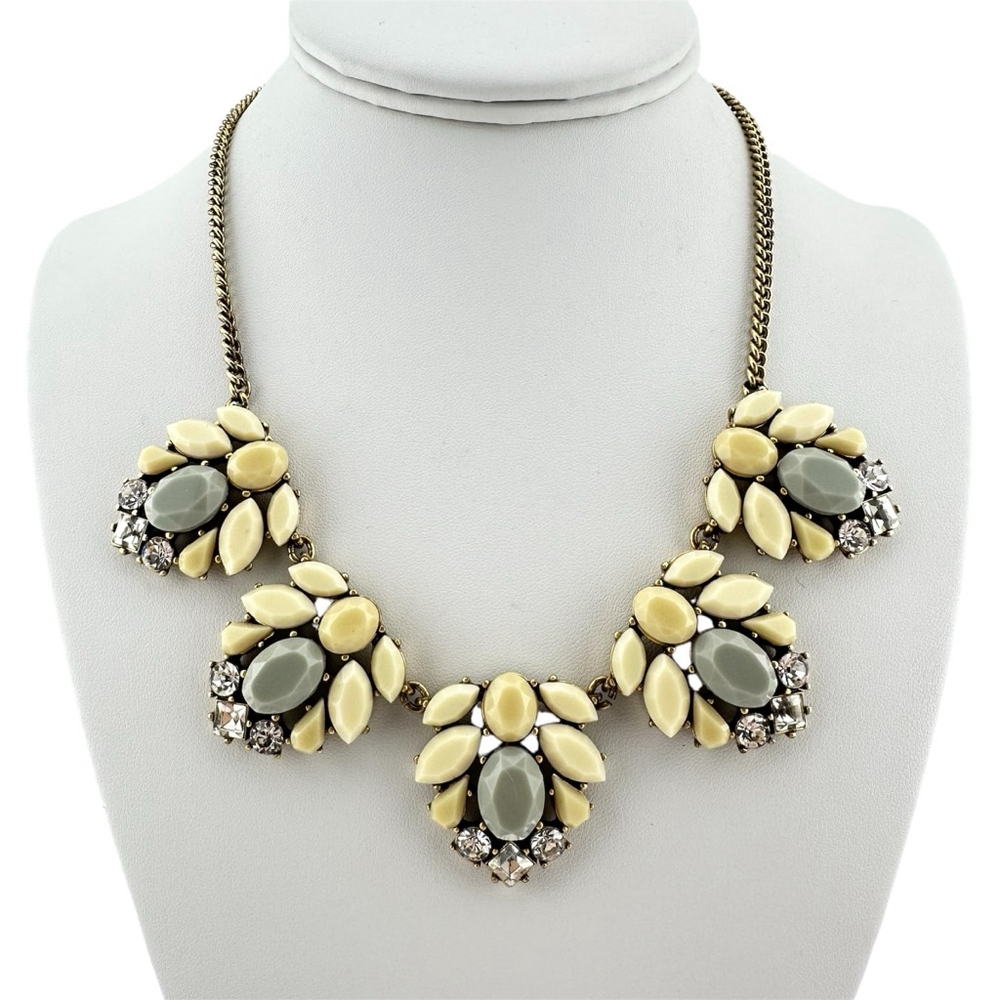 Vintage J. Crew Necklace Cream and Grey Statement